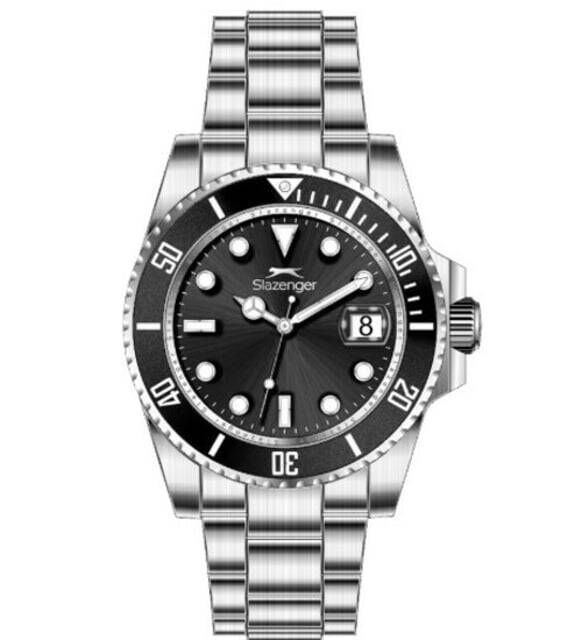 Slazenger SL.09.2518.1.01 Quartz Çelik Gri Siyah Kadran 45 mm Erkek Kol Saati