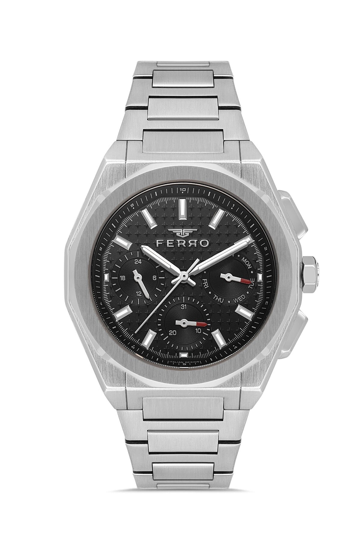 Ferro FM43013A-A2 Quartz Çelik Gri Siyah Kadran 43 mm Erkek Kol Saati