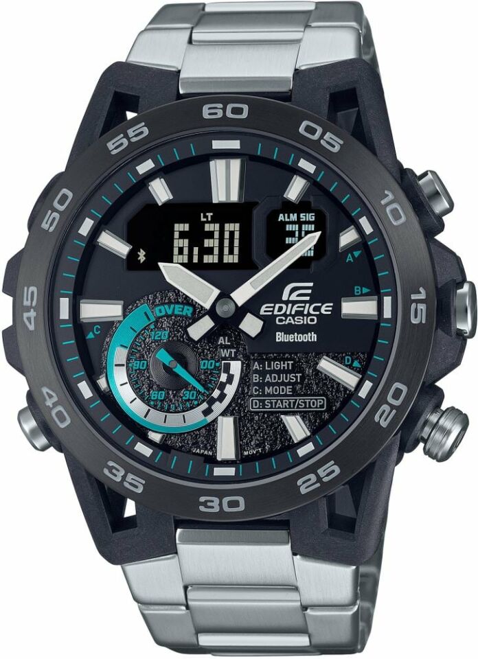 Casio ECB-40DB-1ADF Edifice Quartz Analog/Dijital Çelik Gri 10 ATM 48 mm Erkek Kol Saati