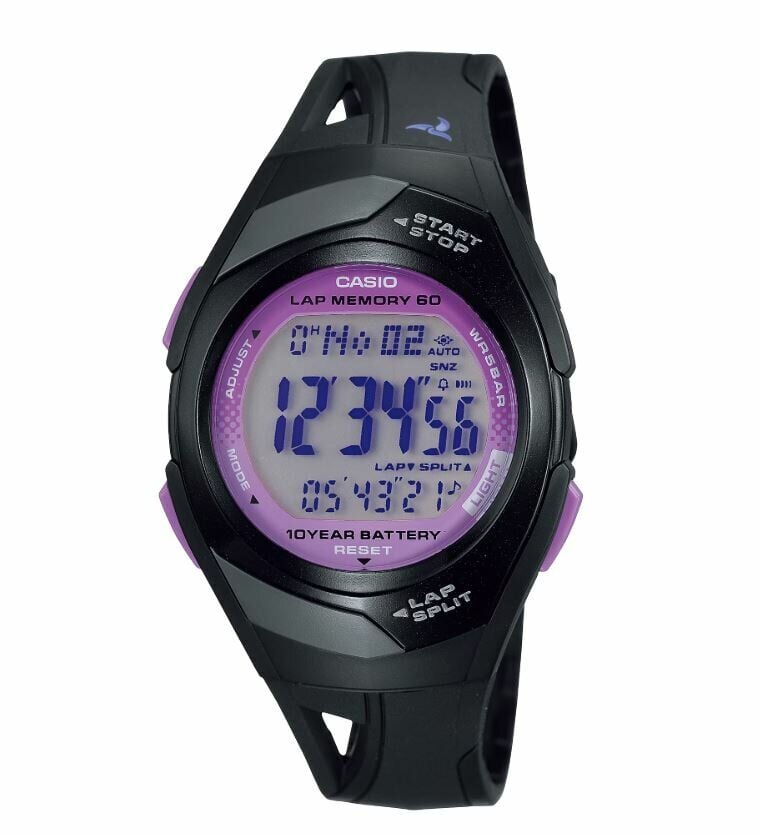 Casio STR-300-1CVDF Quartz Silikon Siyah Mor Kadran 35 mm Spor Kadın Kol Saati