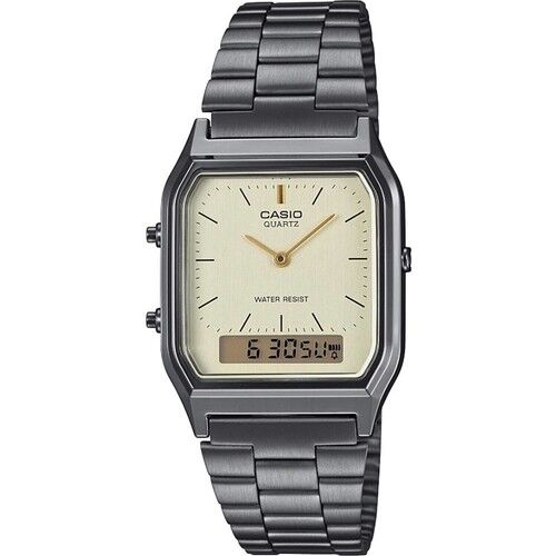 Casio AQ-230GG-9ADF Quartz İyon Kaplama Gri Sarı Kadran 30 mm Erkek Kol Saati