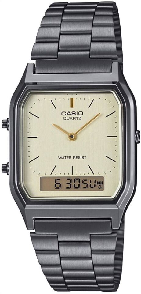 Casio AQ-230GG-9ADF Quartz İyon Kaplama Gri Sarı Kadran 30 mm Erkek Kol Saati