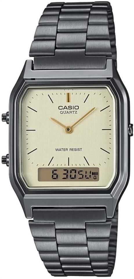 Casio AQ-230GG-9ADF Quartz İyon Kaplama Gri Sarı Kadran 30 mm Erkek Kol Saati