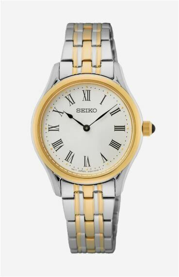 Seiko SWR070P1 Quartz Çelik Altın/Gri Beyaz Kadran Safir Cam 29 mm Kadın Kol Saati