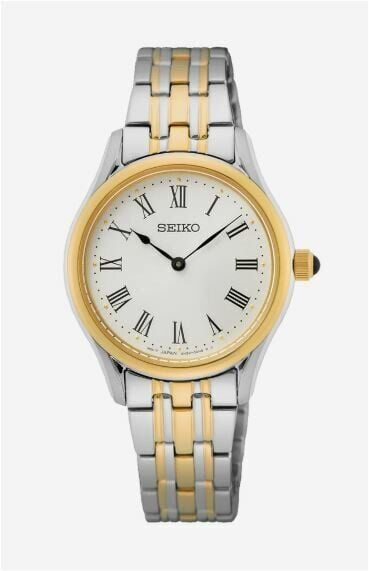 Seiko SWR070P1 Quartz Çelik Altın/Gri Beyaz Kadran Safir Cam 29 mm Kadın Kol Saati