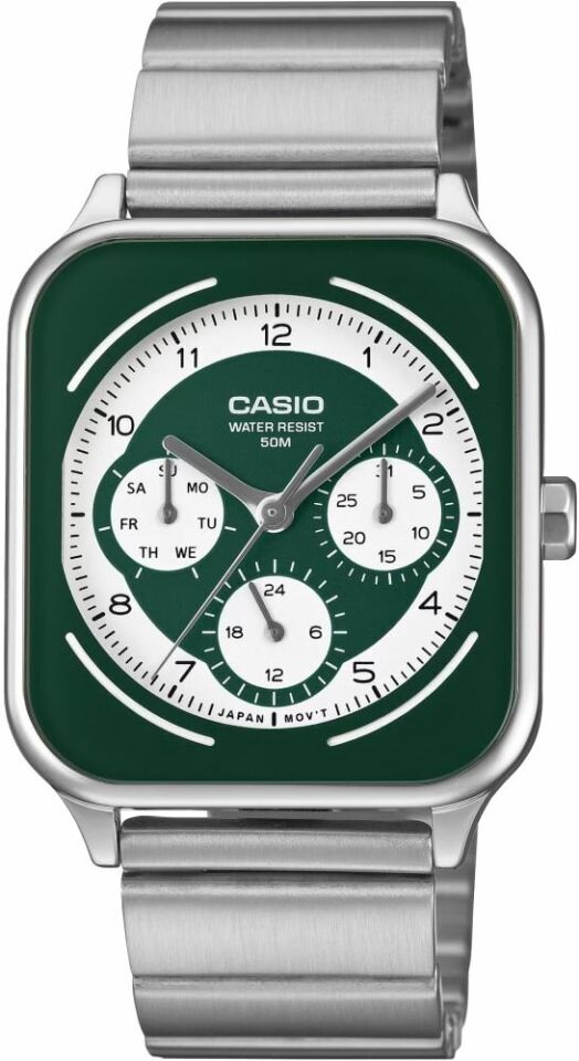 Casio MTP-M307D-3BVDF Quartz Çelik Gri Yeşil Kadran 34 mm Erkek Kol Saati