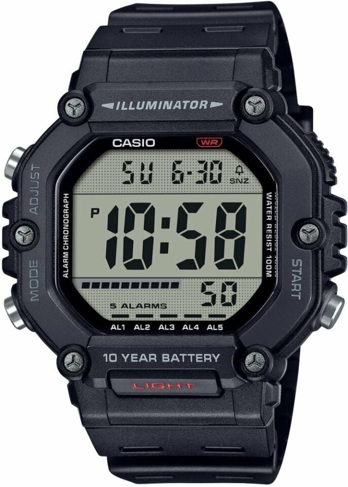 Casio AE-1600H-1AVDF Quartz Silikon Siyah 10 ATM 50 mm Erkek Kol Saati