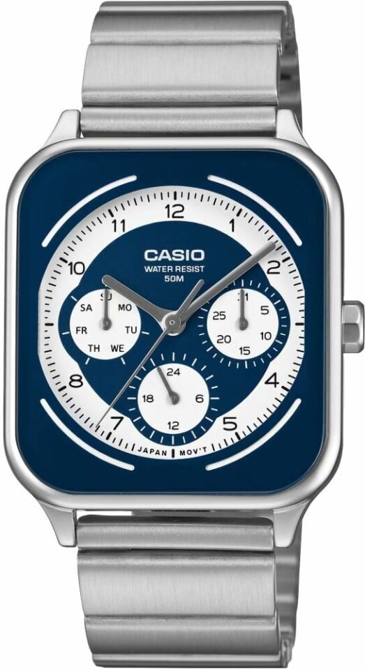 Casio MTP-M307D-2BVDF Quartz Çelik Gri Lacivert Kadran 34 mm Erkek Kol Saati