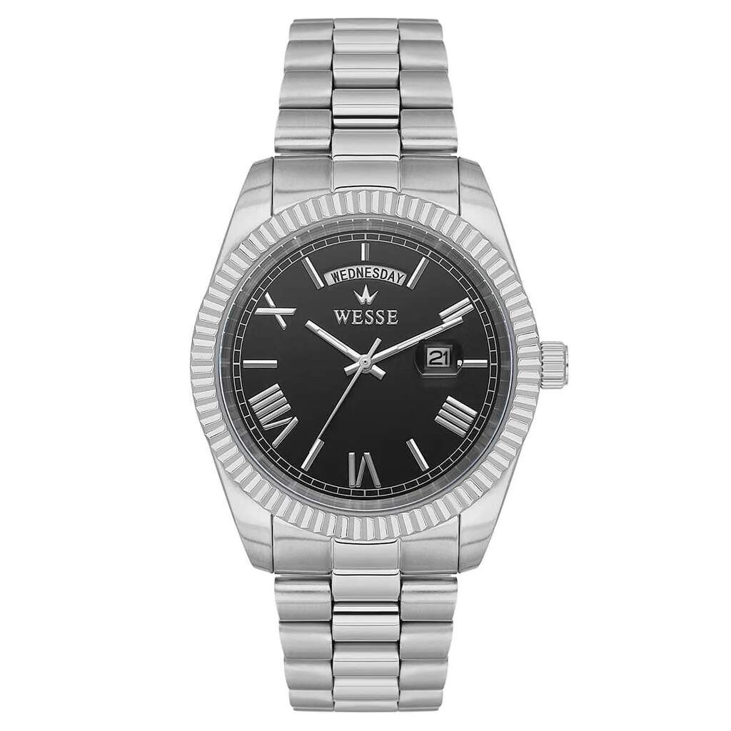 Wesse WWG209902 Quartz Çelik Gri Siyah Kadran 40 mm Erkek Kol Saati