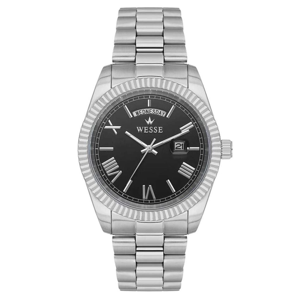 Wesse WWG209902 Quartz Çelik Gri Siyah Kadran 40 mm Erkek Kol Saati