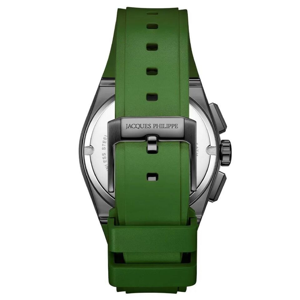 Jacques Philippe JPQGC4184XXG Swiss Made Quartz Silikon Yeşil Safir Cam 42 mm Erkek Kol Saati