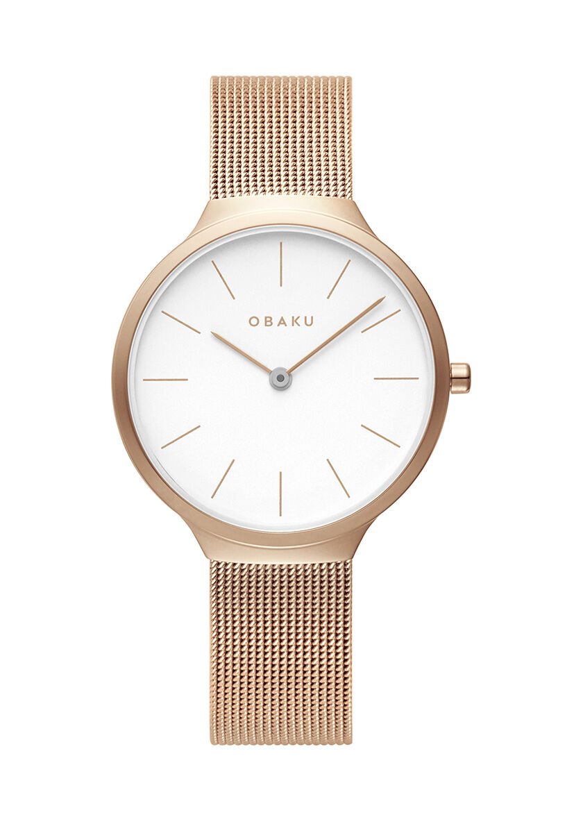 Obaku Denmark V240LXVWMV Quartz Hasır Rose Beyaz Kadran 32 mm Kadın Kol Saati