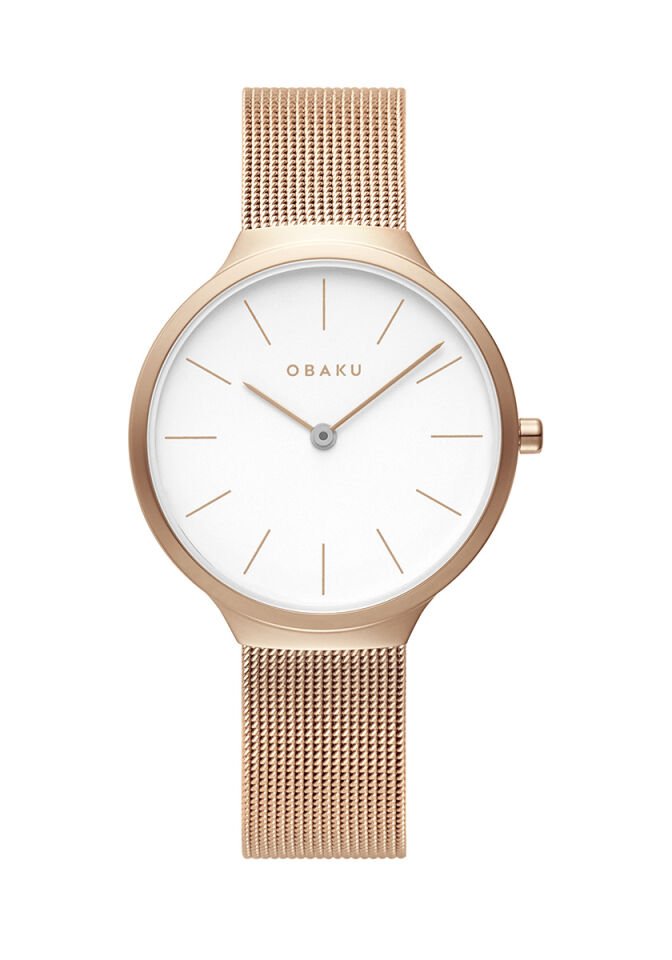 Obaku Denmark V240LXVWMV Quartz Hasır Rose Beyaz Kadran 32 mm Kadın Kol Saati