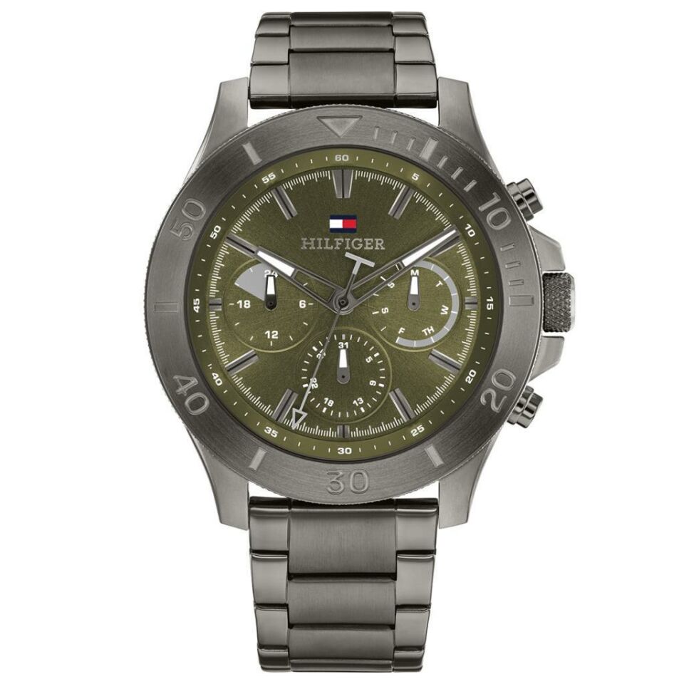 Tommy Hilfiger TH1792115 Quartz Çelik Gri Yeşil Kadran 46 mm Erkek Kol Saati