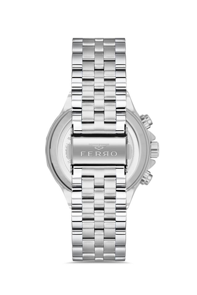 Ferro FM11544AWT-A2 Quartz Çelik Gri Siyah Kadran 44 mm Erkek Kol Saati