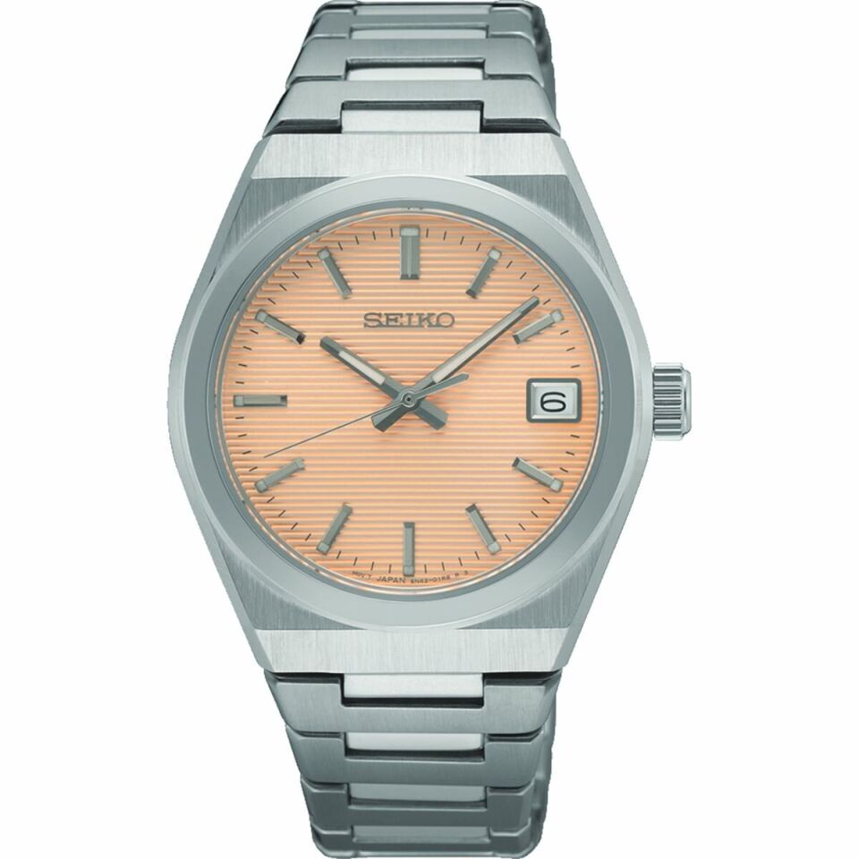 Seiko SUR577P1 Quartz Çelik Gri Somon Kadran Safir Cam 10 ATM 34 mm Kadın Kol Saati