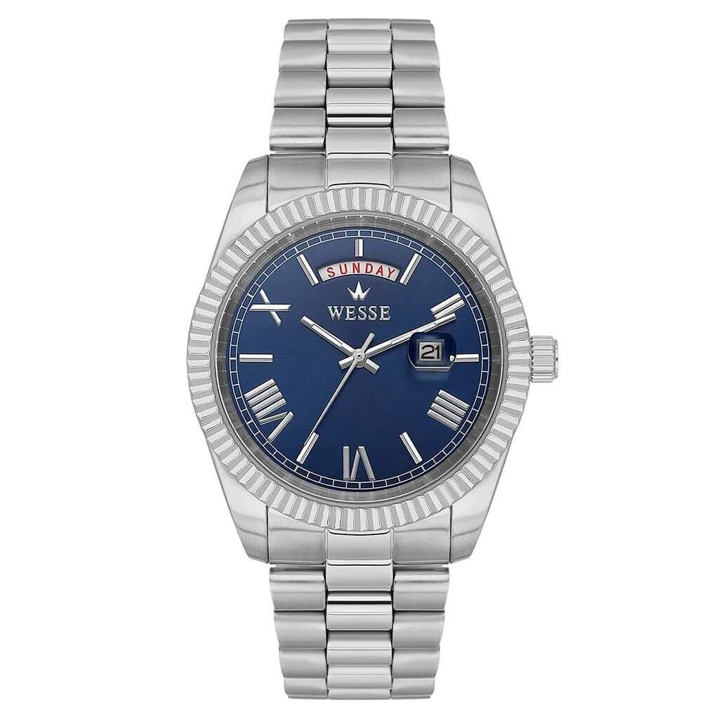 Wesse WWG209903 Quartz Çelik Gri Mavi Kadran 40 mm Erkek Kol Saati