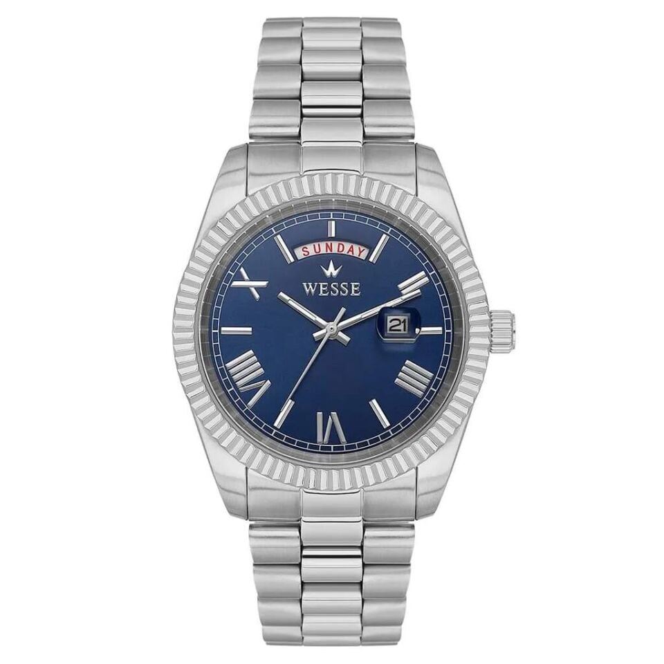 Wesse WWG209903 Quartz Çelik Gri Mavi Kadran 40 mm Erkek Kol Saati