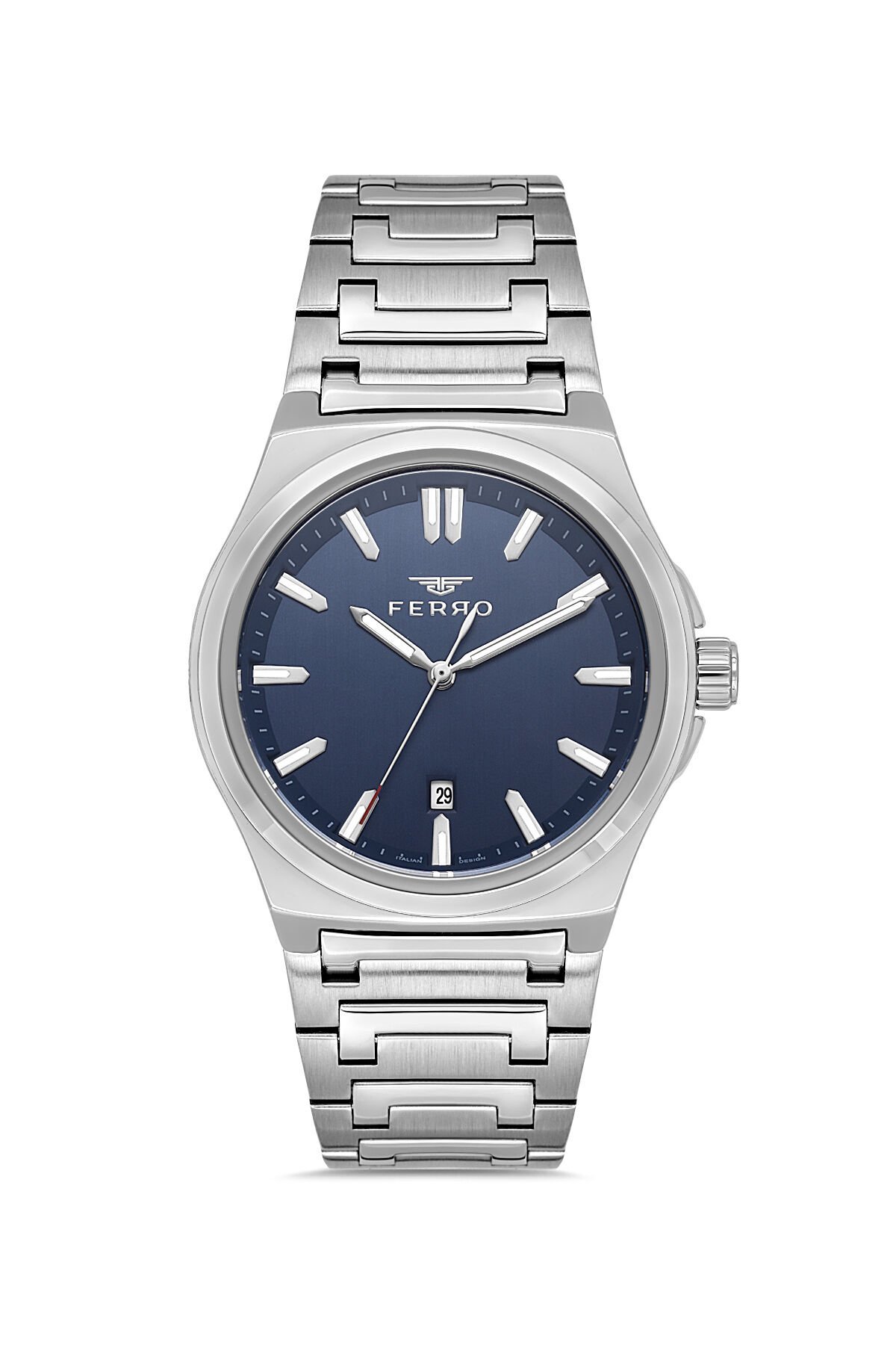 Ferro Gümüş Çelik Kordon Erkek Kol Saati F11503AWT-A3 3ATM Su Geçirmez 2 Yıl Garantili HediyePaketli