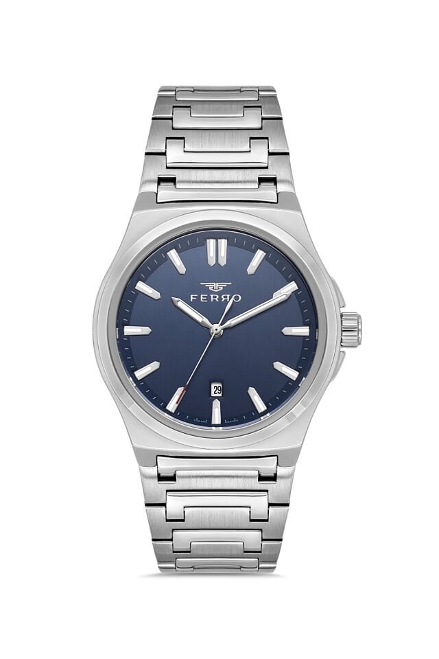 Ferro Gümüş Çelik Kordon Erkek Kol Saati F11503AWT-A3 3ATM Su Geçirmez 2 Yıl Garantili HediyePaketli