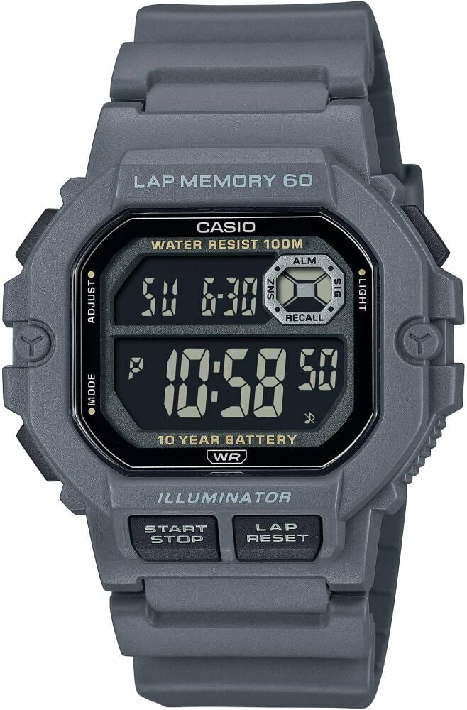 Casio WS-1400H-8BVDF Quartz Silikon Gri 10 ATM 45 mm Erkek Kol Saati