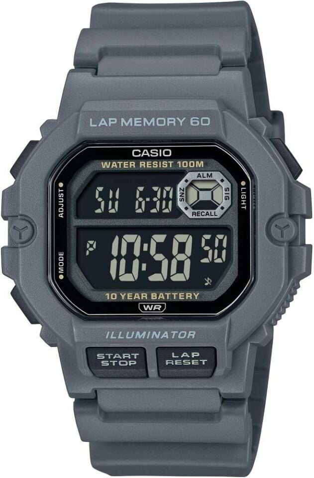 Casio WS-1400H-8BVDF Quartz Silikon Gri 10 ATM 45 mm Erkek Kol Saati