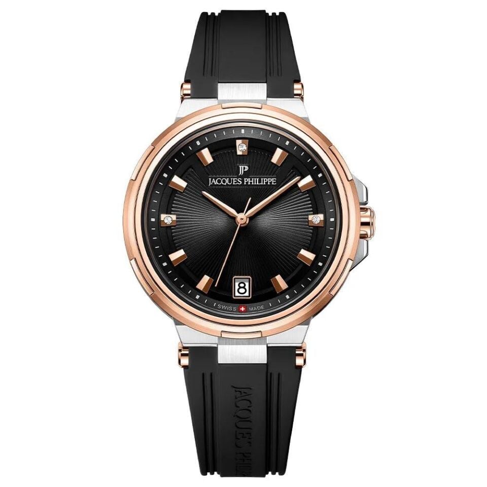 Jacques Philippe JPQLS457411 Swiss Made Quartz Silikon Siyah Safir Cam 36 mm Kadın Kol Saati