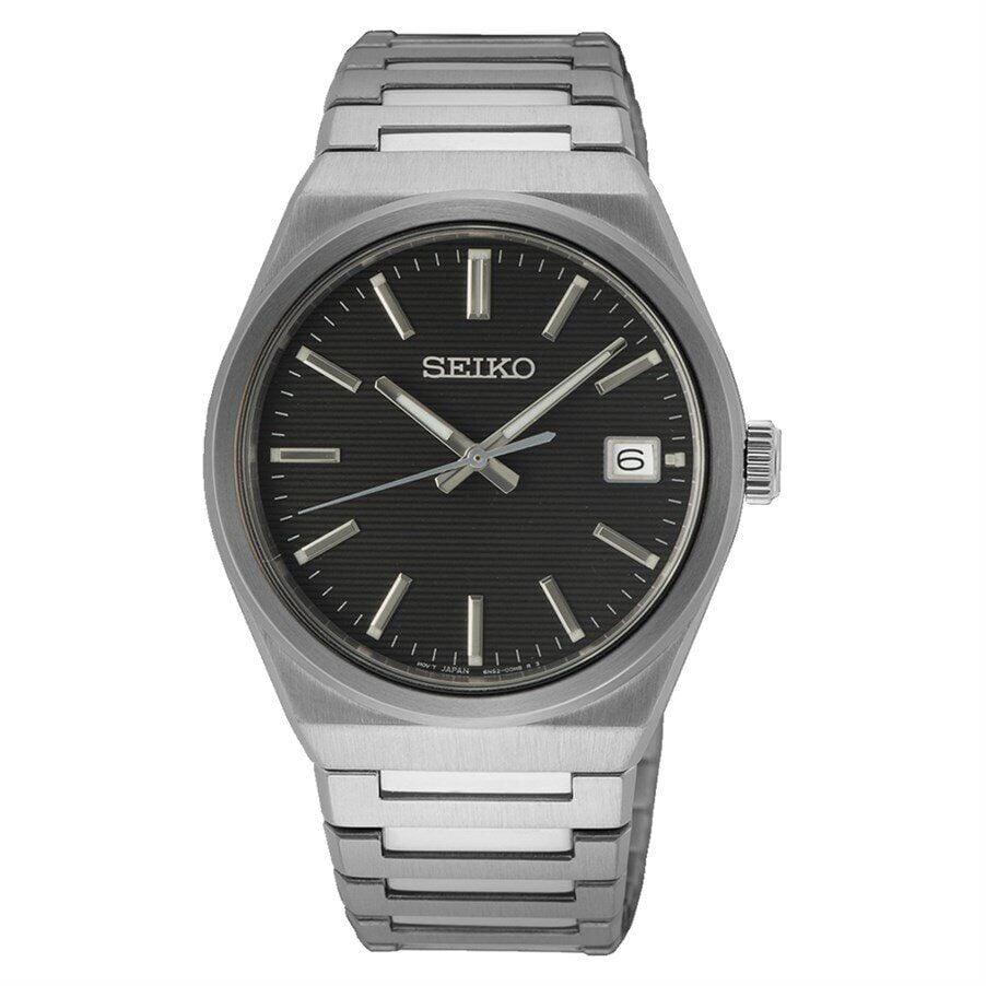 Seiko SUR557P1 Quartz Çelik Gri Siyah Kadran 10 ATM 39 mm Erkek Kol Saati