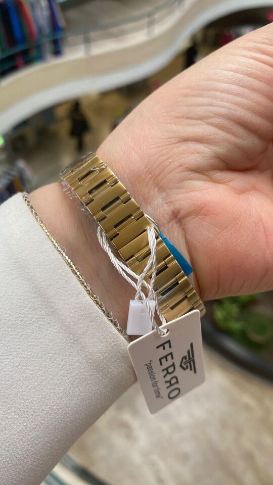 Ferro Quartz Çelik Altın Rengi 32 mm Kelebek Kilitli Kadın Kol Saati