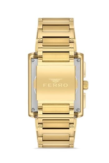 Ferro Sarı Çelik Kordon Erkek Kol Saati FM11465A-B Fonksiyonları Aktif 3ATM Su Geçirmez