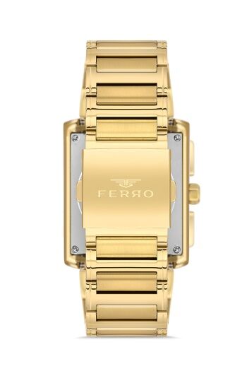 Ferro Sarı Çelik Kordon Erkek Kol Saati FM11465AWT-B Fonksiyonları Aktif 3ATM Su Geçirmez