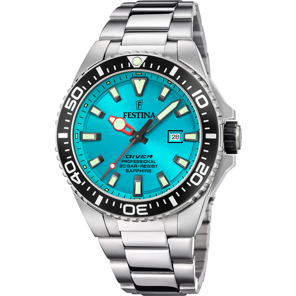 Festina F20663/5 Quartz Çelik Gri Mavi Kadran 20 ATM 46 mm Erkek Kol Saati
