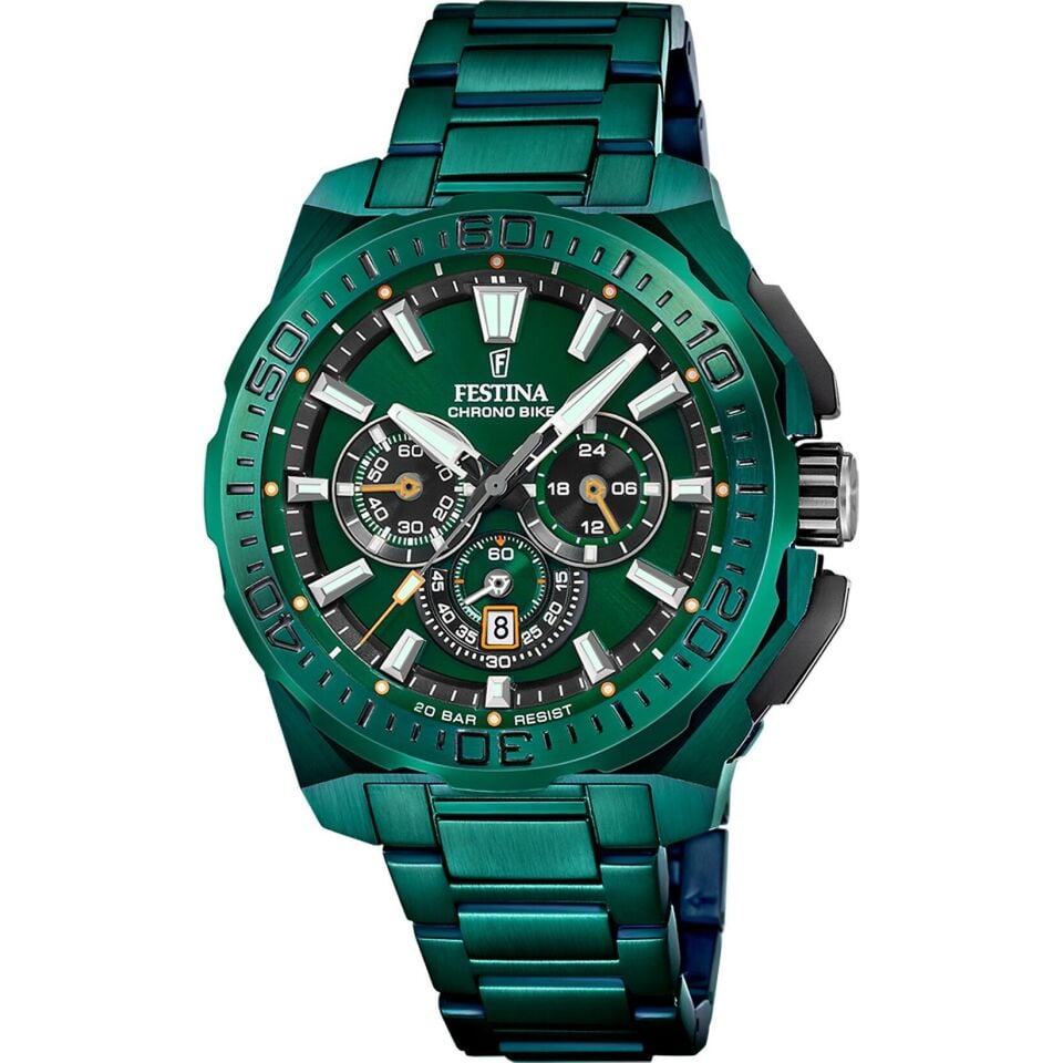Festina F20730/1 Chrono Bike Special Edition Quartz Çelik Yeşil 20 ATM 46 mm Erkek Kol Saati