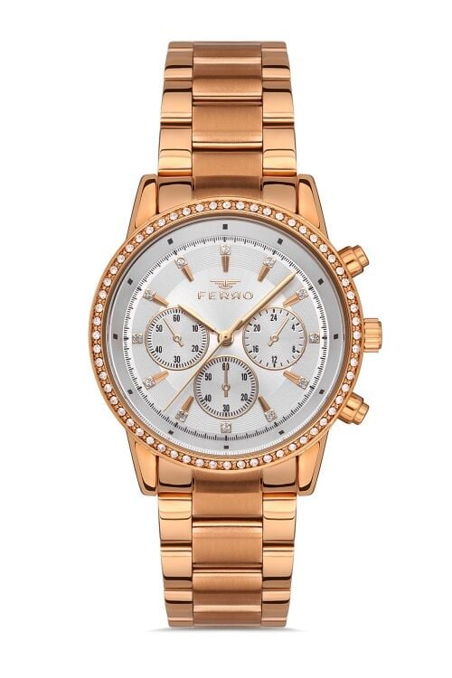 Ferro FL41258A-C Quartz Çelik Rose 36 mm Kadın Kol Saati