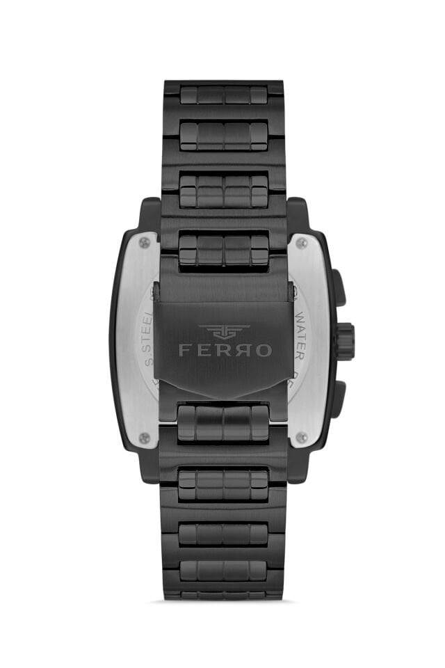 Ferro Siyah Çelik Kordon Erkek Kordl Saata FM11553A-G Fonksiyonları Aktif 3 ATM Su Geçirmez