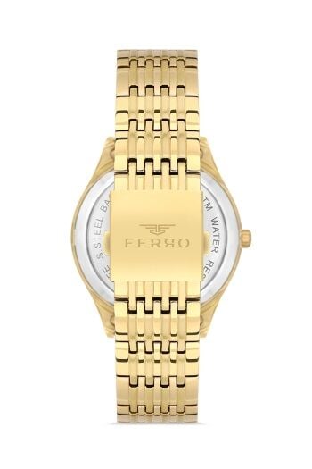 Ferro Sarı Çelik Kordon Erkek Kol Saati FM31440A-B2 Otomatik Makine 3 ATM Su Geçirmez Hediye Paketli