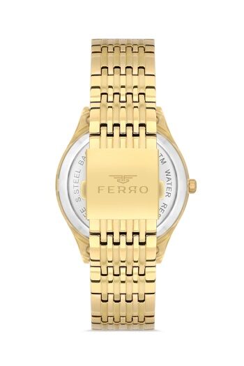 Ferro Sarı Çelik Kordon Erkek Kol Saati FM31440A-B2 Otomatik Makine 3 ATM Su Geçirmez Hediye Paketli