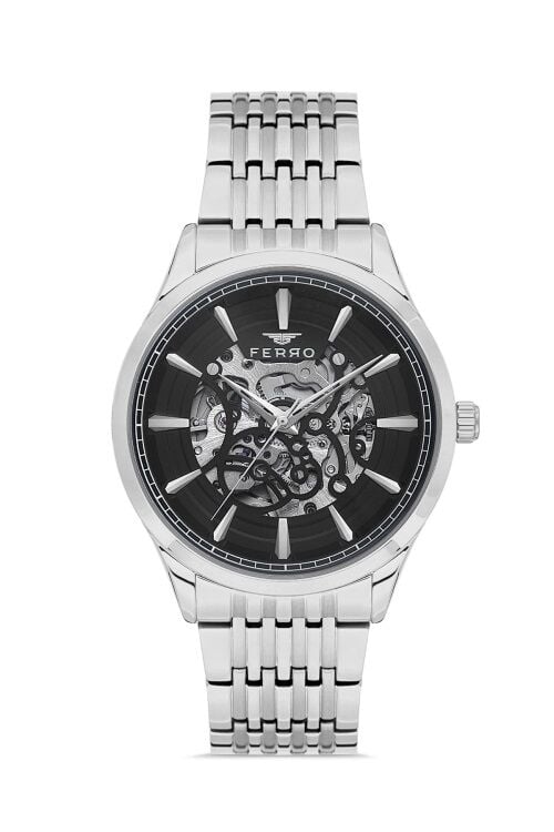 Ferro Gümüş Çelik Kordon Erkek Kol Saati FM31440A-A2 Otomatik Makine 3 ATM Su Geçirmez Hediye Paketli