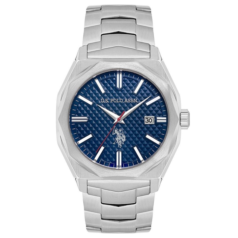 U.s. Polo Assn. USPA1059-01 Quartz Çelik Gri Mavi Kadran 43 mm Erkek Kol Saati