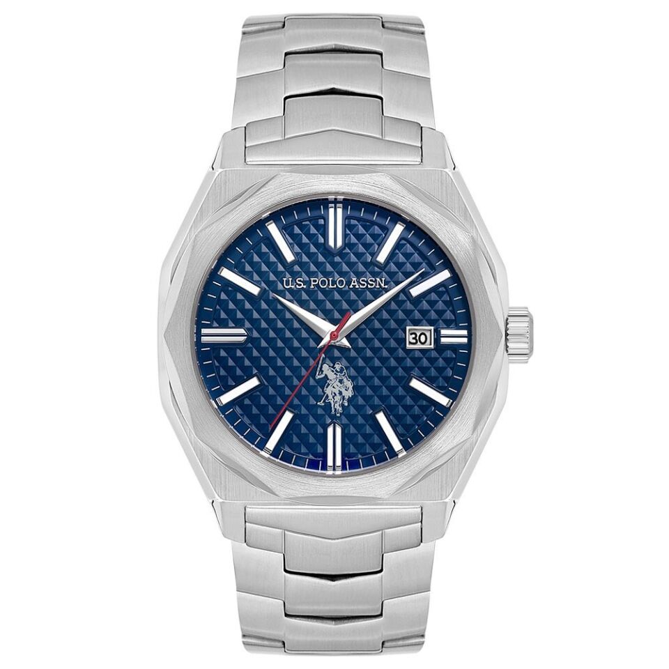 U.s. Polo Assn. USPA1059-01 Quartz Çelik Gri Mavi Kadran 43 mm Erkek Kol Saati
