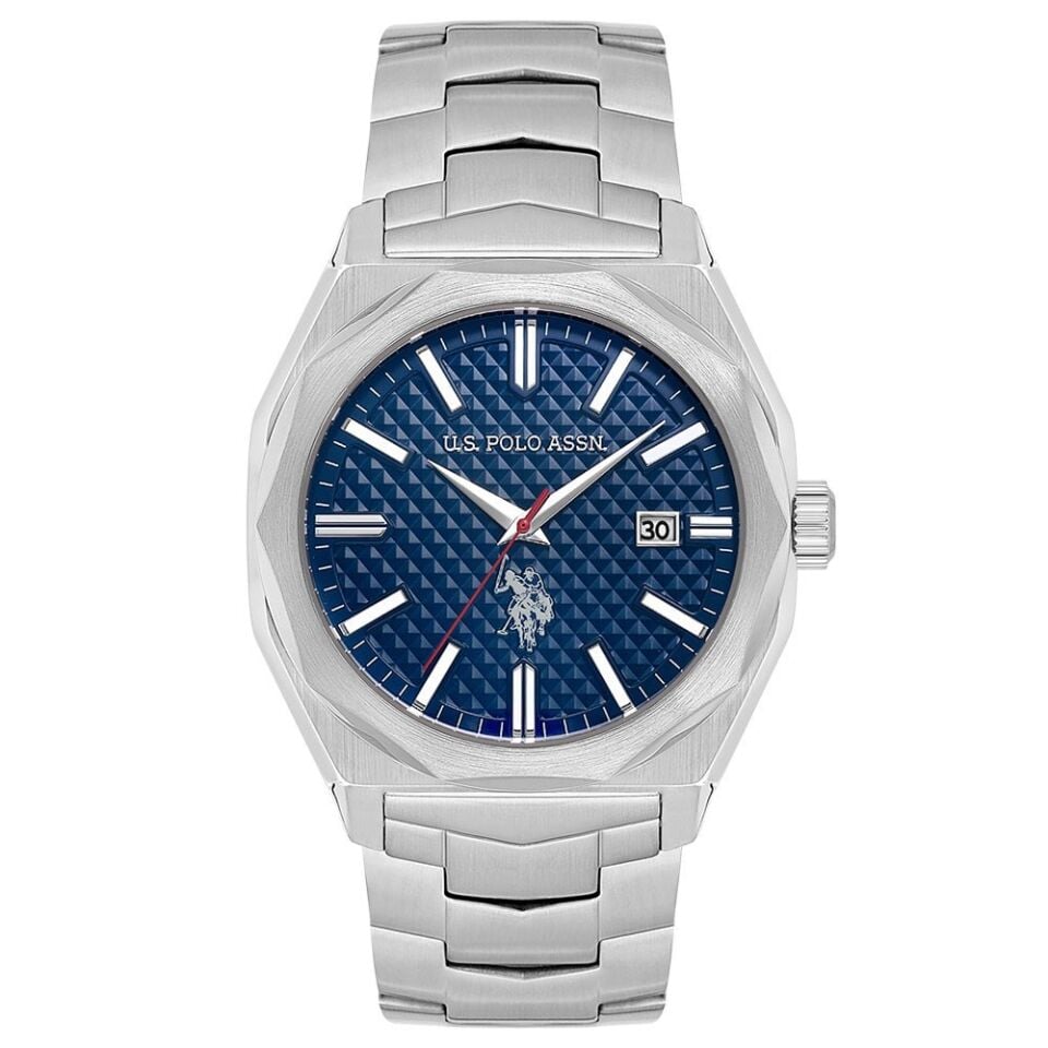 U.s. Polo Assn. USPA1059-01 Quartz Çelik Gri Mavi Kadran 43 mm Erkek Kol Saati