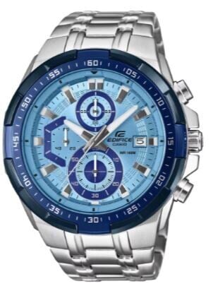 Casio EFR-539DE-2AVUDF Edifice Quartz Çelik Gri Mavi Kadran 50 mm Erkek Kol Saati