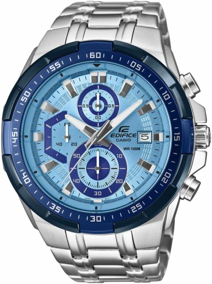 Casio EFR-539DE-2AVUDF Edifice Quartz Çelik Gri Mavi Kadran 50 mm Erkek Kol Saati