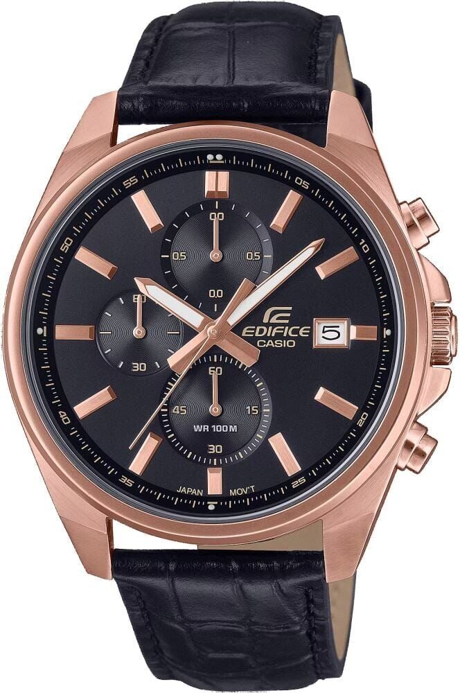 Casio EFV-610ECL-1AUDF Edifice Quartz Deri Siyah 10 ATM 44 mm Erkek Kol Saati