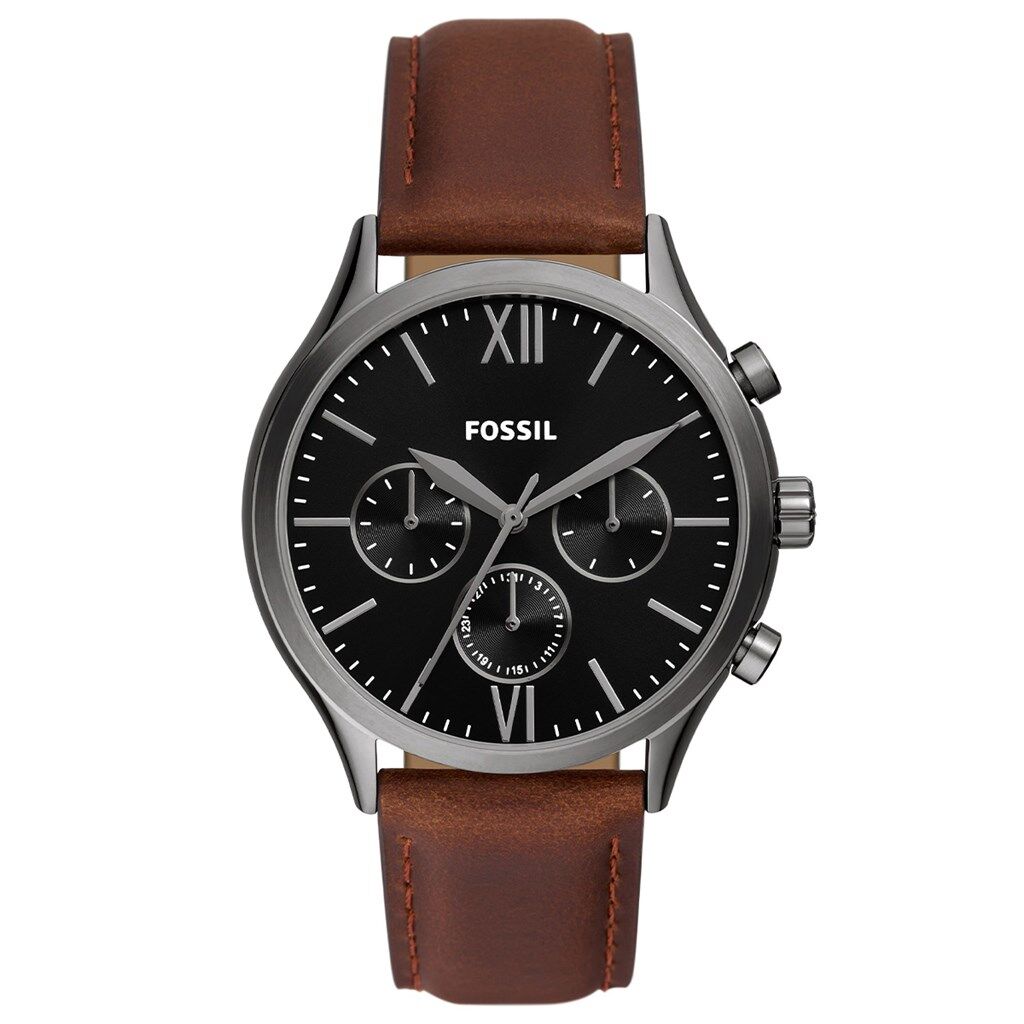 Fossil FBQ2814 Quartz Deri Kahverengi Siyah Kadran 44 mm Erkek Kol Saati
