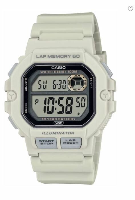 Casio WS-1400H-8AVDF Quartz Dijital Silikon Krem 10 ATM 45 mm Erkek Kol Saati