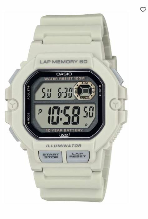Casio WS-1400H-8AVDF Quartz Dijital Silikon Krem 10 ATM 45 mm Erkek Kol Saati