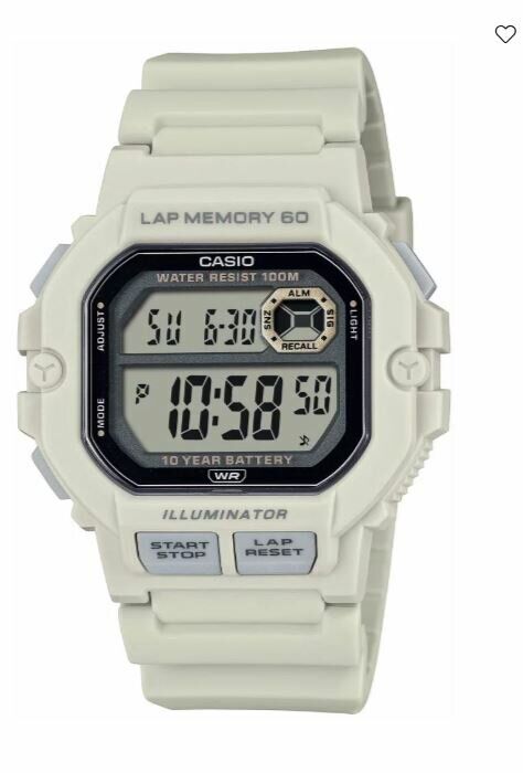 Casio WS-1400H-8AVDF Quartz Dijital Silikon Krem 10 ATM 45 mm Erkek Kol Saati