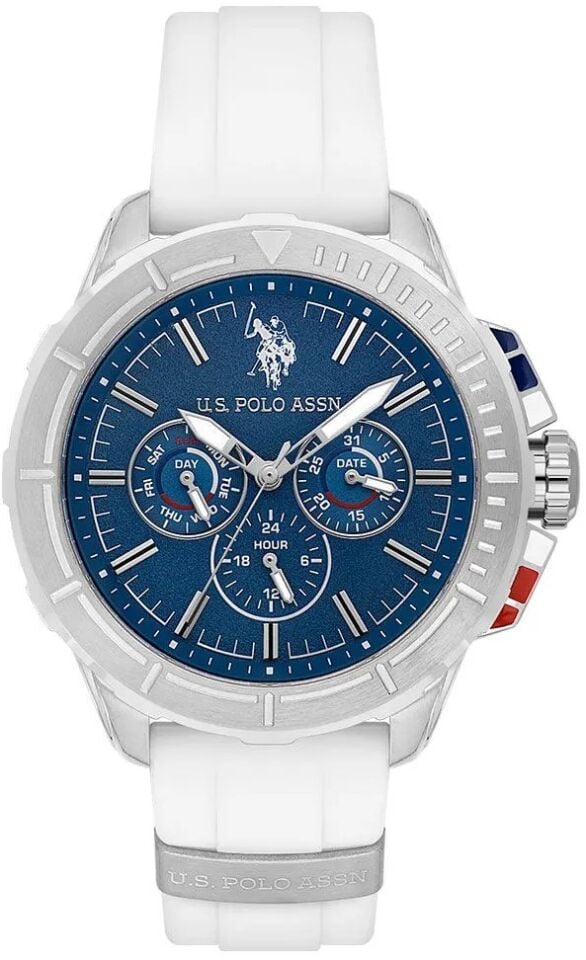 U.s. Polo Assn. USPA1066-01 Quartz Silikon Beyaz Mavi Kadran 43 mm Erkek Kol Saati