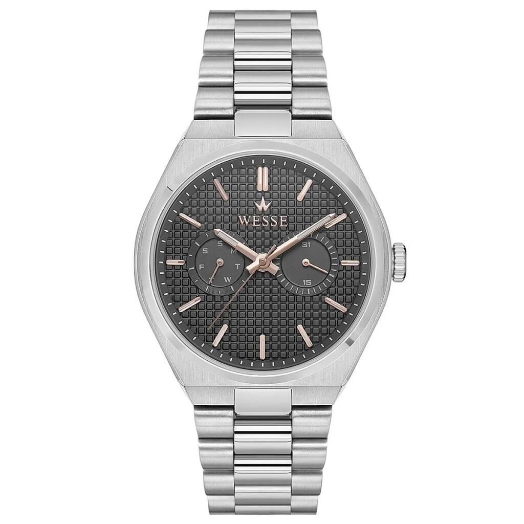 Wesse WWG209601 Quartz Çelik Gri Siyah Kadran 42 mm Erkek Kol Saati